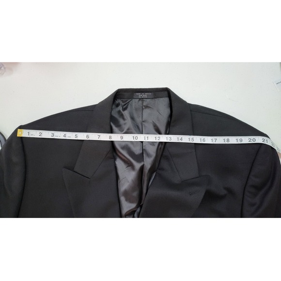 Albert Nipon Mens Black Double Breasted Wool Blazer Jacket Golden Twist - Picture 13 of 16